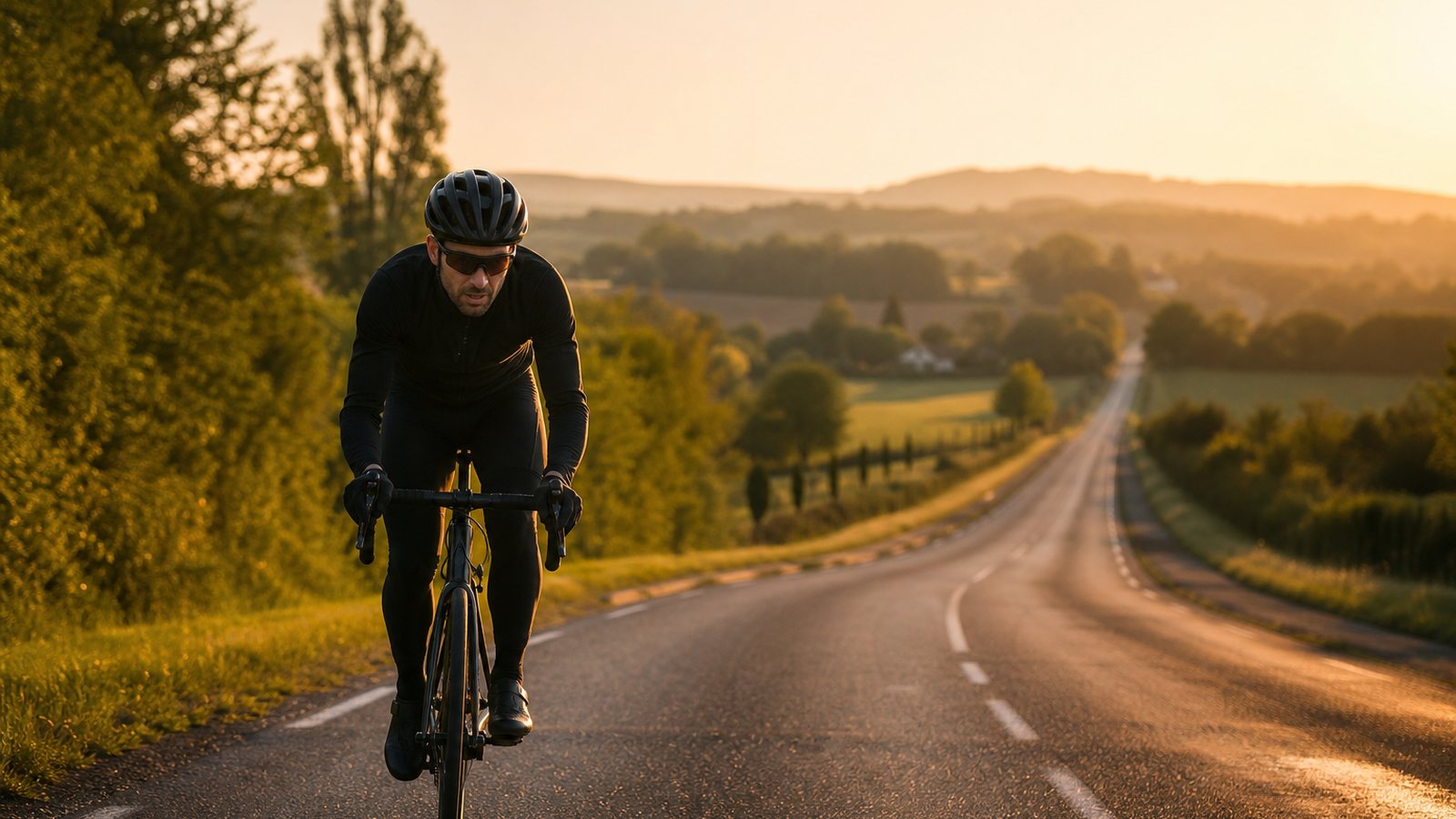 Cycliste roulant sur longue distance grâce au confort d'un cadre en titane sur mesure